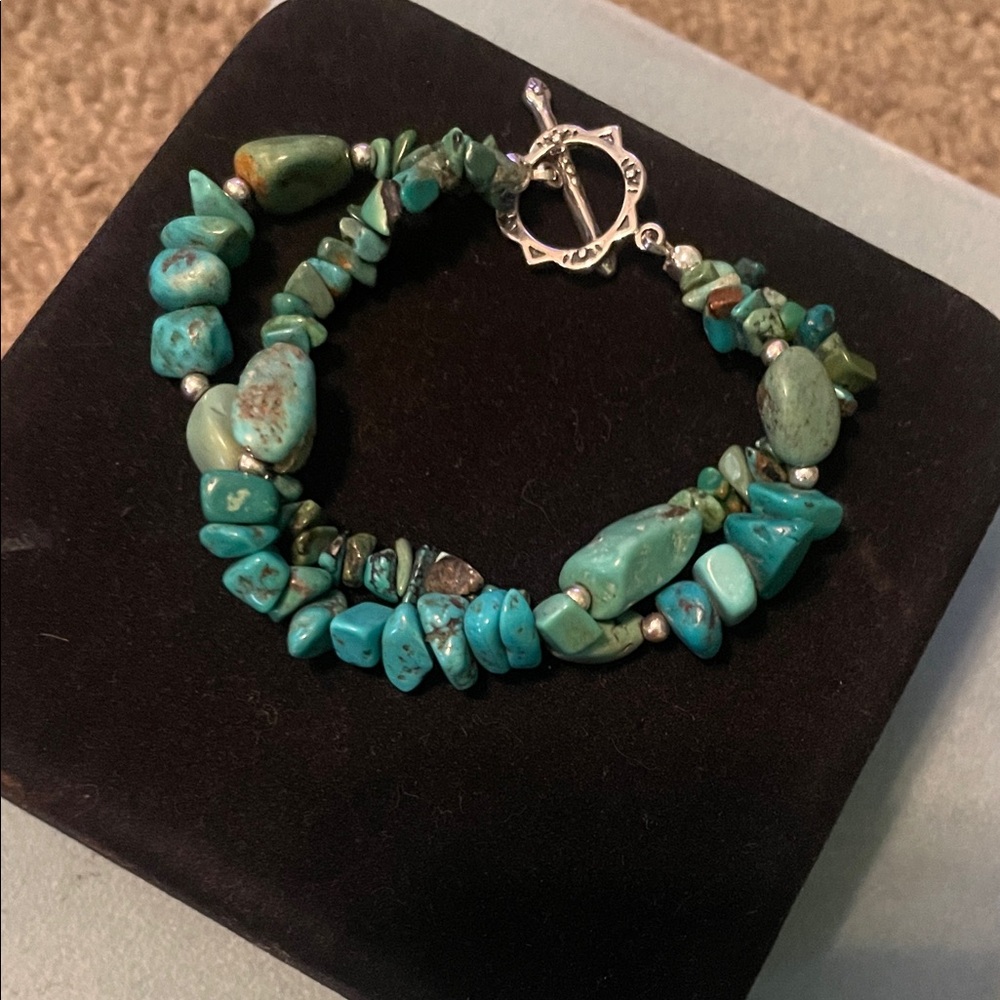 Beautiful Shubes Dakota West Double strand Turquoise nugget Bracelet 925